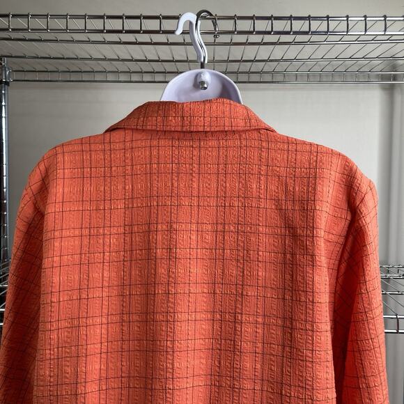 Habitat Women's Orange Textured Chore Jacket Size L Lagenlook Coastal Artsy Boho - Picture 12 of 13